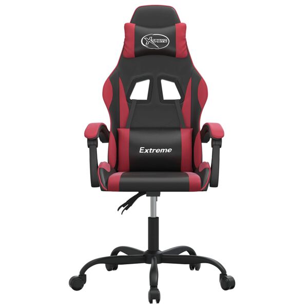 vidaXL Gaming-Stuhl Drehbar Schwarz und Weinrot Kunstleder