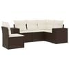 vidaXL 5-tlg. Garten-Sofagarnitur mit Kissen Braun Poly Rattan