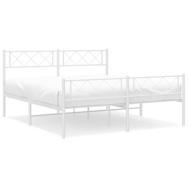 vidaXL Bettgestell mit Kopf- und Fu&szlig;teil Metall Wei&szlig; 140x200 cm