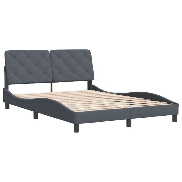 vidaXL Bettgestell ohne Matratze Dunkelgrau 140x190 cm Samt