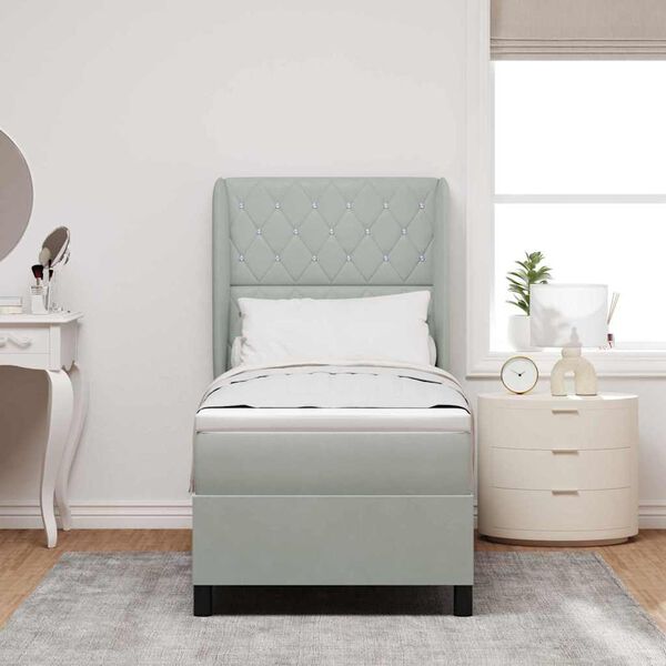 vidaXL Boxspringbett mit Matratze Hellgrau 200 x 80 cm Polyester