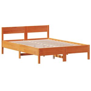 vidaXL Massivholzbett ohne Matratze Wachsbraun 160x200 Kiefernholz