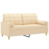 vidaXL 2-Sitzer-Sofa mit Kissen Creme 140 cm Stoff