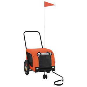 vidaXL Fahrradanhänger Hunde Orange und Schwarz Oxford-Gewebe & Eisen
