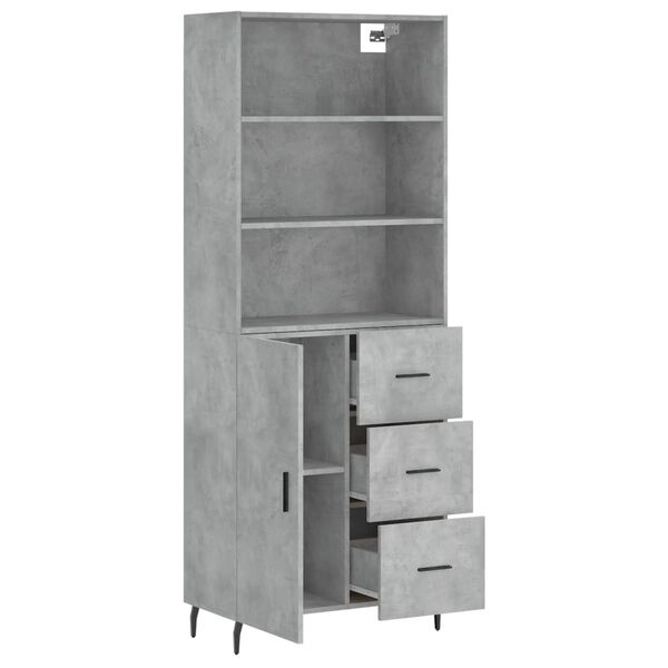 vidaXL Highboard Betongrau 69,5x34x180 cm Holzwerkstoff