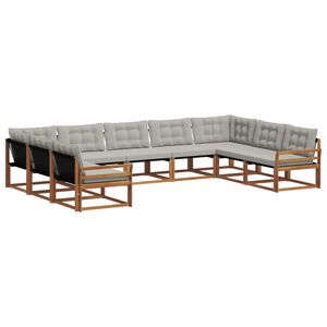 vidaXL Outdoor-Sofagarnitur 9 stk. Nat&uuml;rlich und Hellgrau