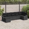 vidaXL Sofa Set mit Kissen 7 pcs Schwarz Poly Rattan