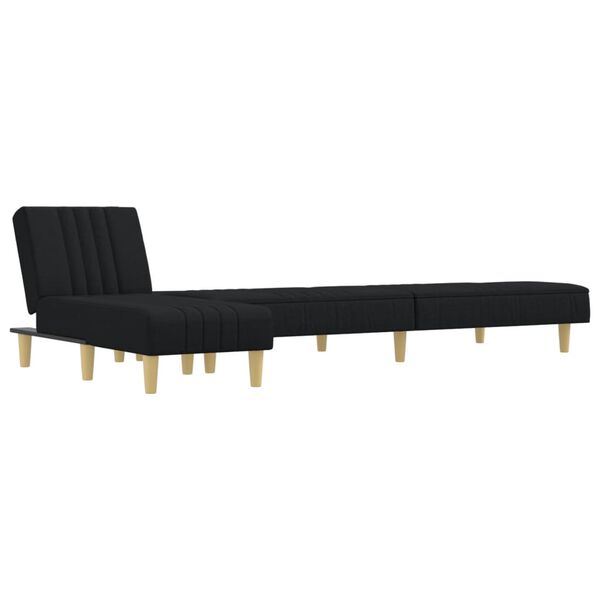 vidaXL Schlafsofa in L-Form Schwarz 255x140x70 cm Stoff