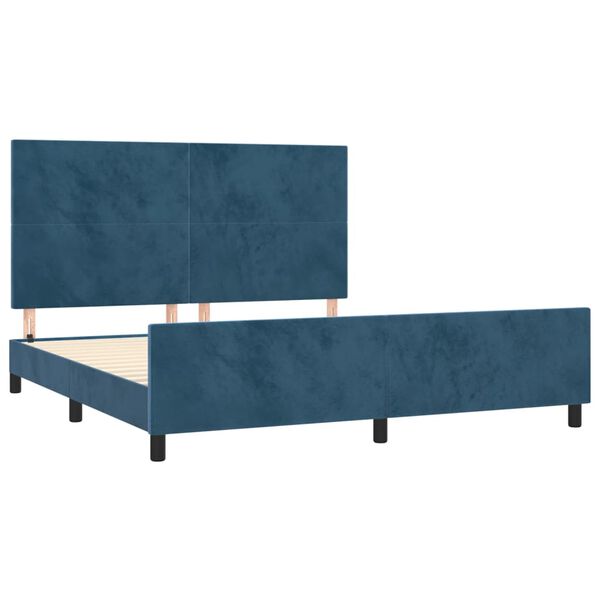 vidaXL Bettgestell mit Kopfteil Dunkelblau 180x200 cm Samt