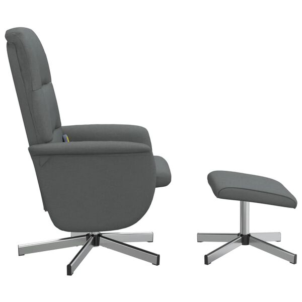 vidaXL Massagesessel mit Fu&szlig;hocker Dunkelgrau Stoff