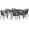 vidaXL Garten Essgruppe 7 Stk. Braun Poly-Rattan