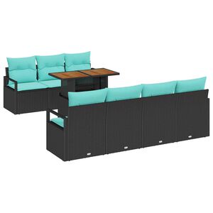 vidaXL Gartensofa-set 8 stk. 7-Sitzanzahl Schwarz und T&uuml;rkis