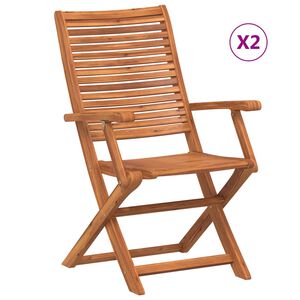 vidaXL Klappst&uuml;hle mit Armlehne, 2 St&uuml;ck, Massivholz Akazie