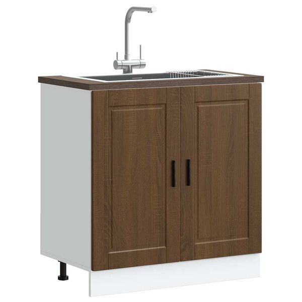 vidaXL Sp&uuml;lenunterschrank Porto Braun Eichen-Optik 80x46x81,5 cm