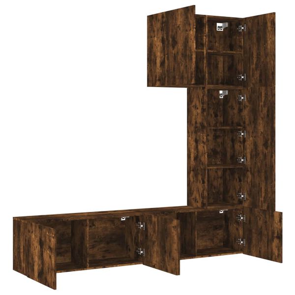 vidaXL 5-tlg. Wohnwand R&auml;uchereiche Holzwerkstoff