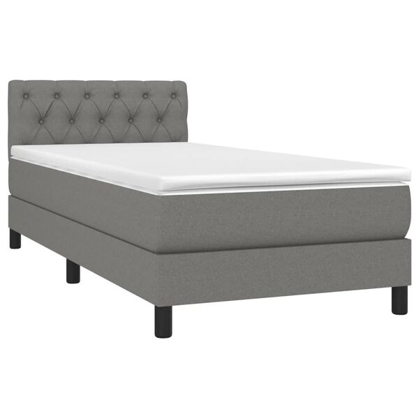 vidaXL Boxspringbett mit Matratze & LED Dunkelgrau 80x200 cm Stoff
