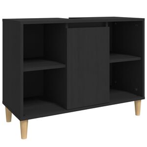 vidaXL Waschbeckenunterschrank Schwarz 80x33x60 cm Holzwerkstoff