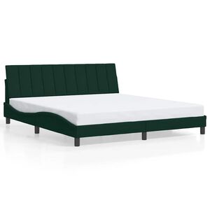 vidaXL Bettgestell ohne Matratze "Hanko" Dunkelgr&uuml;n 180x200 cm Samt