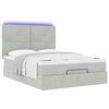 vidaXL Ottoman-Bett mit Matratzen & LEDs Hellgrau 140x190 cm Samt