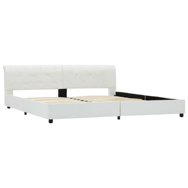 vidaXL Bettgestell Weiß Kunstleder 180×200 cm