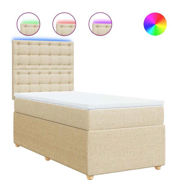 vidaXL Boxspringbett mit Matratze Creme 90x200 cm Stoff