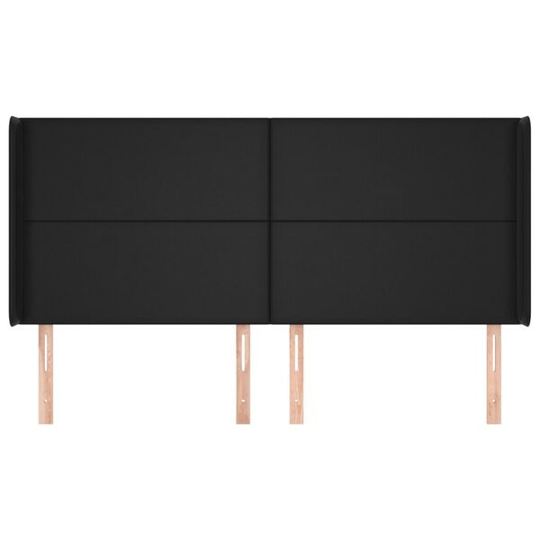 vidaXL Kopfteil mit Ohren Schwarz 203x16x118/128 cm Kunstleder