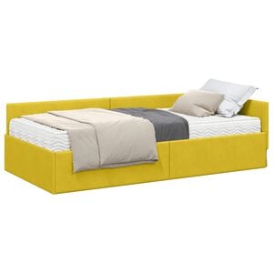 vidaXL Eckbettgestell mit Matratze 2 stk. Gelb 80 x 200 cm Samt