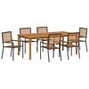 vidaXL Garten Essgruppe 7 pcs Schwarz Massivholz Akazie