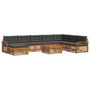 vidaXL Outdoor-Sofagarnitur mit Kissen 9 pcs Natur und Anthrazit