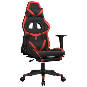 vidaXL Gaming-Stuhl mit Massage & Fu&szlig;st&uuml;tze Schwarz & Rot Kunstleder