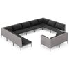 vidaXL 11-tlg. Garten-Lounge-Set mit Kissen Poly Rattan Dunkelgrau