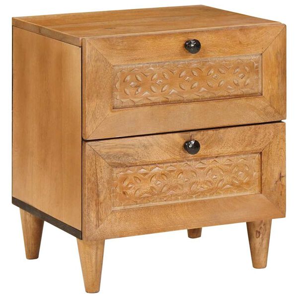 vidaXL Nachttisch 2 pcs Hellbraun 40 x 33 x 46 cm Massivholz Akazie