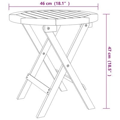 vidaXL Gartentisch Klappbar Weiß Ø 46 cm Massivholz Akazie