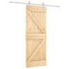 vidaXL Schiebet&uuml;r Nat&uuml;rlich und Wei&szlig; 80 x 210 cm Massives Kiefernholz