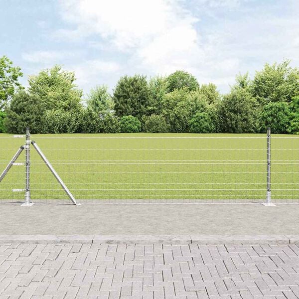 vidaXL Zaun mit Pfosten Silber 0,4 x 10 m Stahl