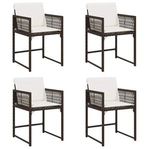 vidaXL Gartenst&uuml;hle mit Kissen 4 Stk. Braun Poly Rattan