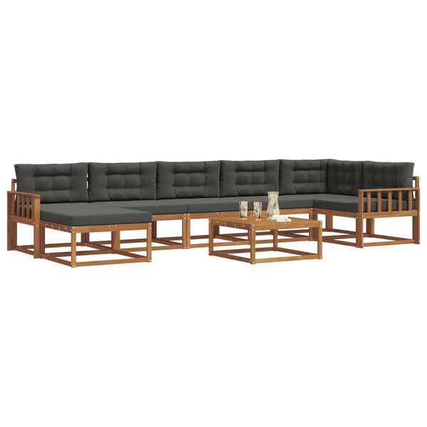 vidaXL Outdoor-Sofagarnitur mit Kissen 8 pcs Natur und Anthrazit