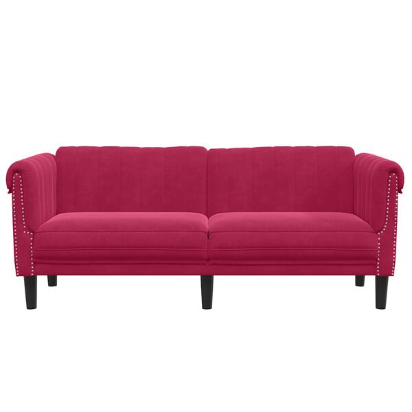 vidaXL Sofa 2-Sitzer Weinrot Samt