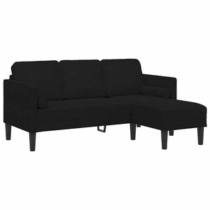 vidaXL Sofa Set mit Kissen Schwarz Polyester