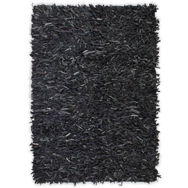 vidaXL Shaggy-Teppich Echtleder 190 x 280 cm Grau