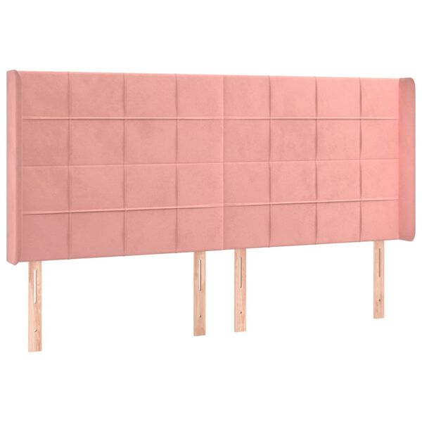 vidaXL LED Kopfteil Rosa 163x16x118/128 cm Samt