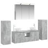 vidaXL Badezimmerm&ouml;bel-Set 6 stk. Betongrau Ingenieurholz und Glas