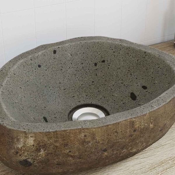 vidaXL Waschbecken Hellgrau (30-37) x (25-30) x 12 cm Flussstein