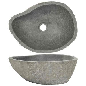 vidaXL Waschbecken Flussstein Oval (37-46)x(29-36) cm