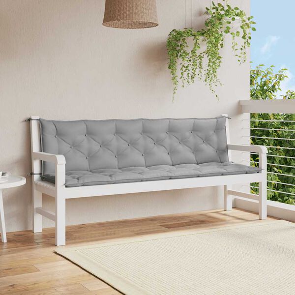 vidaXL Gartenbank-Auflage Grau 200x(50+50)x7 cm Oxford-Gewebe