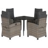 vidaXL 5-tlg. Garten-Essgruppe mit Kissen Grau Poly Rattan