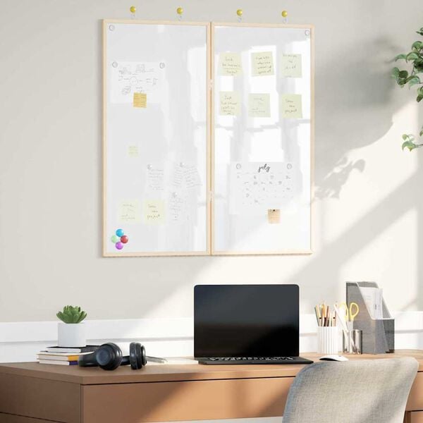 vidaXL Magnetisches Whiteboard Weiß 80 x 1.4 x 80 cm Massivholz Kiefer