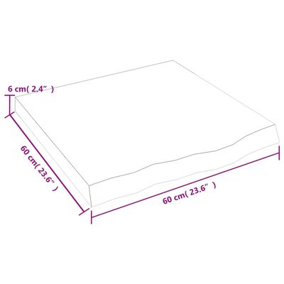 vidaXL Tischplatte 60x60x(2-6) cm Massivholz Eiche Unbehandelt