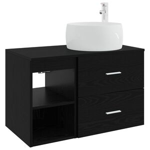 vidaXL Badezimmerm&ouml;bel-Set 2 stk. Schwarze Eiche Holzwerkstoff