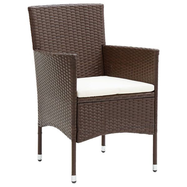 vidaXL 3-tlg. Bistro-Set Poly-Rattan und Hartglas Braun